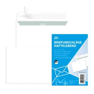 Briefumschlag C6, weiß, haftklebend, ohne Fenster, 80 g/qm, 25 Stück