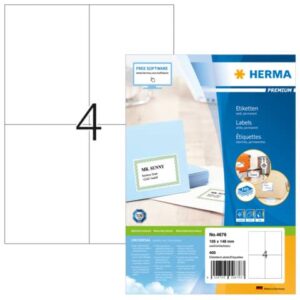 4676 Etiketten Premium A4, weiß 105x148 mm Papier matt 400 St.