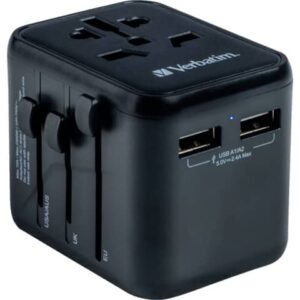 Ladeadapter Universal Travel - UTA-01, Anschlüsse für USB Typ-A & Stromstecker, schwarz