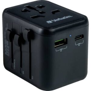 Ladeadapter Universal Travel - UTA-02, Anschlüsse für USB Typ-A/C & Stromstecker, schwarz