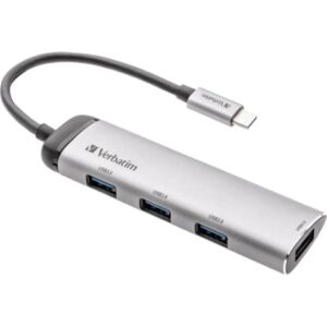 USB-Hub 3.1-C Multiport 4x USB Typ-A Kabel 15cm silber