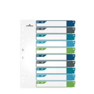 Ordnerregister - 1 - 10, PP, A4+, 10 Blatt + Indexblatt, weiß/farbig