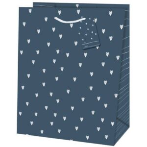 Geschenktragetasche Herzchen - 26,7 x 33 x 13,7 cm, blau
