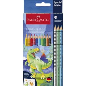 Buntstifte Jumbo GRIP Dino - 10+3 Farben, Kartonetui inkl. Dinosticker