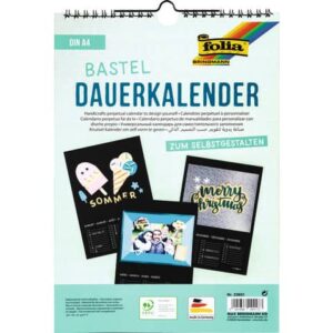 Bastelkalender - A4, blanco, schwarz, 13 Blatt + 1 zusätzliches Deckblatt