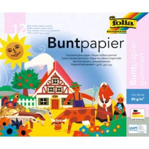 Buntpapier Hefte, gummiert, 14x20cm, 12 Blatt, 12-farbig