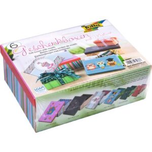 Bastelset Geschenkkarton mit Motiv - 6-teilig flach, sortiert