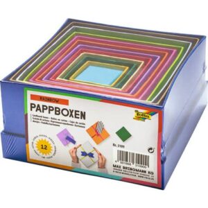 Geschenkschachtel "eckig" - bunt, 12-teilig, Größen und Farben sortiert,