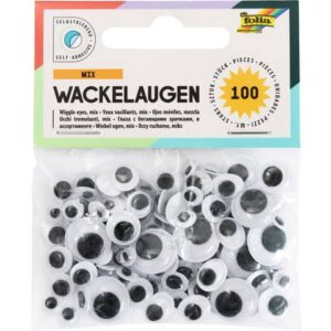 Wackelaugen - 6 Größen sortiert, selbstklebend, 100 Stück