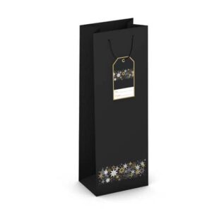 Weihnachts-Flaschentragetasche Sterne, 36x12,6x8,9cm, schwarz