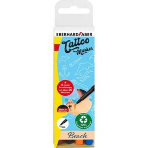 Hautmarker Tattoo Beach - 4er Kartonetui, sortiert, inkl. Schablone