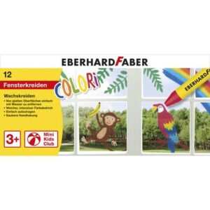 Wachsmalkreide EFA Fensterkreide - dreikant, für Fenster, Kartonetui 12 Stück sortiert