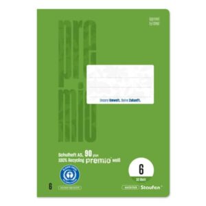 Heft LIN6 - A5, 32 Blatt, blanco, grün