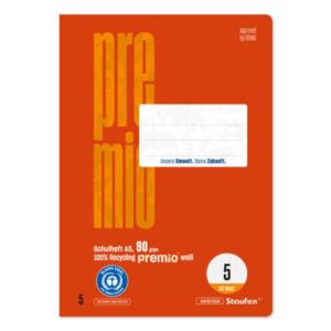 Heft LIN5 - A5, 32 Blatt, 5mm kariert, rot