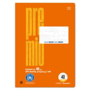Heft LIN40 - A4, 32 Blatt, 5mm kariert, orange