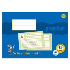 Schreiblernheft PREMIUM LIN SL - A4 quer, 80 g/qm, 16 Blatt