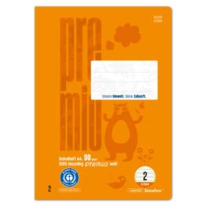 Heft LIN2 - A4, 32 Blatt, 4mm liniert, orange