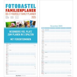 Foto-Bastelkalender Do-it Yourself Familienplaner - 21 x 45 cm, 5 Spalten