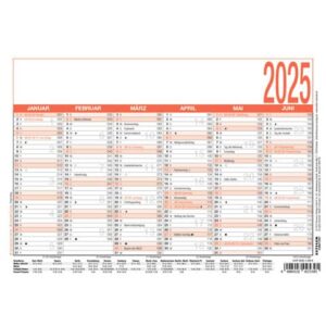 Tafelkalender - A5 quer, 6 Monate / 1 Seite, Karton
