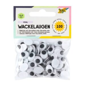 Wackelaugen Ø 12 x 9 mm, oval, 100 Stück
