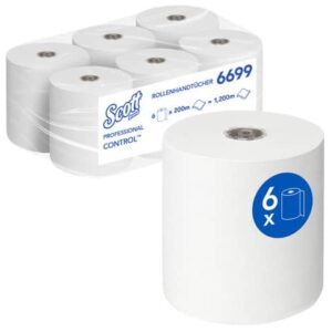 Rollenhandtücher Control - 2-lagig, weiß, 6 Rollen à 200 m, weiß