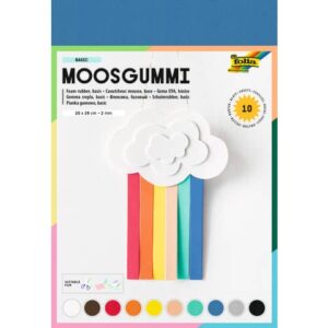 Moosgummi - 20 x 29 cm, 10 Farben sortiert
