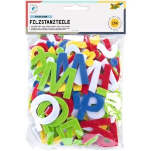 Stanzteile Filz - 150 Buchstaben, selbstklebend, sortiert
