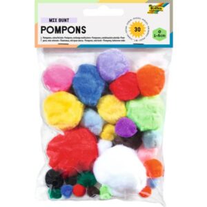 Pompons - Ø 1-5 cm, farbig sortiert, 30 Stück
