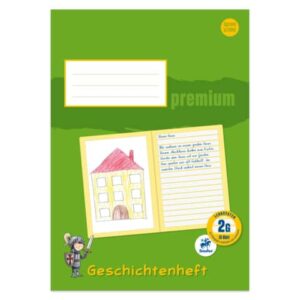 Geschichtenheft PREMIUM LIN 2G - A4, 90g/qm, 16 Blatt, blanko/liniert mit verstärkter Grundlinie