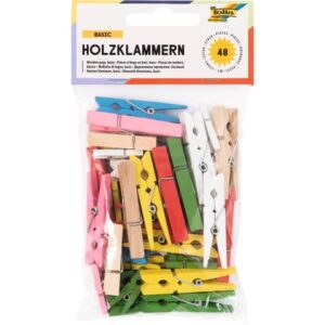Wäscheklammer - Holz, farbgig sortiert, 48 Stück