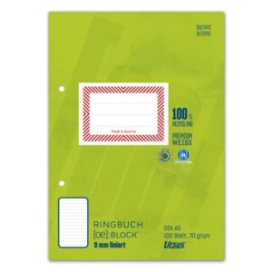 Ringbuchblock - A5, 100 Blatt, 70 g/qm, liniert