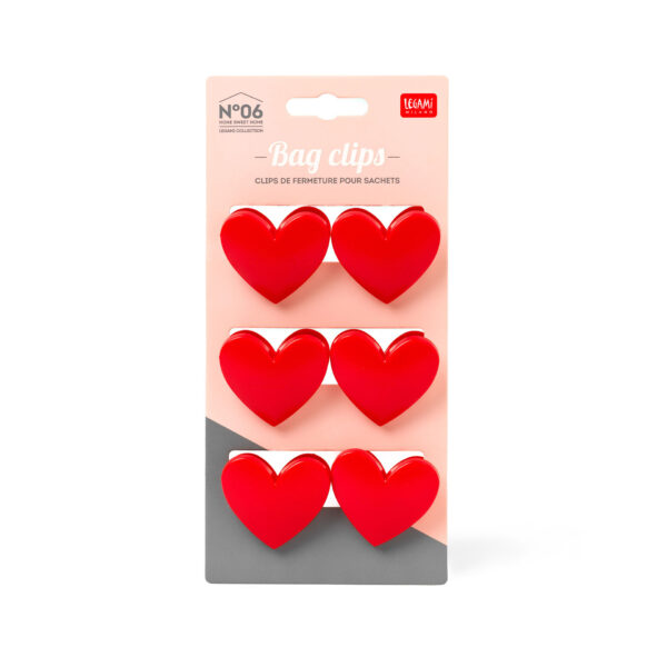 6er Set Verschlussclips Herz