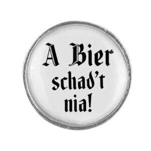 Anstecker 20mm A Bier schad't nia! Klassik schlicht, Farbe silber