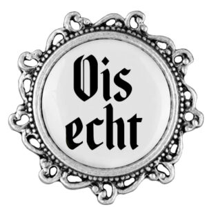 Anstecker 20mm Ois echt Klassik verziert, Farbe altsilber