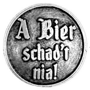 Anstecker 26mm A Bier schad't nia ! Farbe altsilber, Tradition