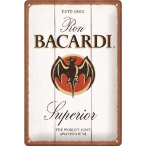 Blechschild Bacardi Superior White Wood