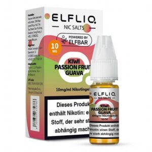 Elfbar Elfliq Nic Salt Liquid 10ml Kiwi Passion Fruit Guava 10mg