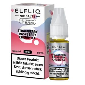 Elfbar Elfliq Nic Salt Liquid 10ml Strawberry Raspberry Cherry Ice 10mg