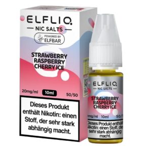 Elfbar Elfliq Nic Salt Liquid 10ml Strawberry Raspberry Cherry Ice 20mg