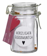 Herzstücke Geschenkglas Herzlichen Glückwunsch H:12cm dia:6cm