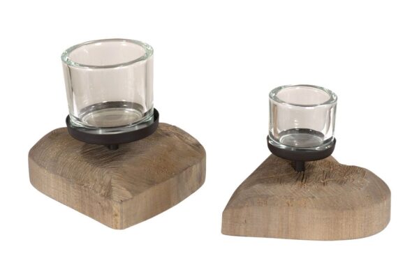 Holz Windlicht Herz grau h15x20x20cm