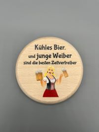Königlich Bayer. Bierdeckel Buche 10cm Kühles Bier und junge Weiber