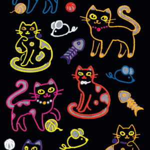 Neon Colourful Line-Sticker Cats 9200-7206