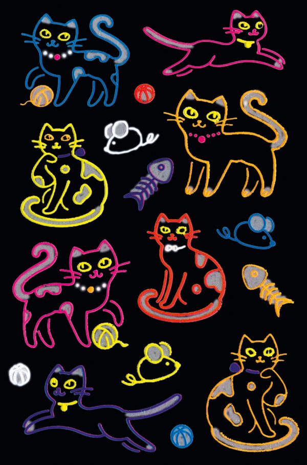 Neon Colourful Line-Sticker Cats 9200-7206