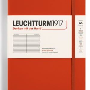 Notizbuch Medium (A5) Hardcover 251 nummerierte Seiten, Fox Red, Liniert