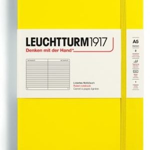Notizbuch Medium (A5) Hardcover 251 nummerierte Seiten, Zitrone, Liniert