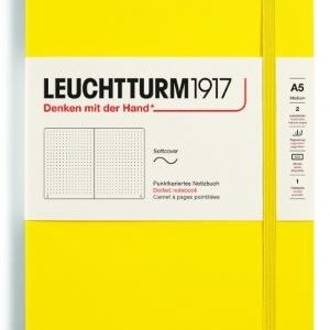 Notizbuch Medium (A5) Softcover 123 nummerierte Seiten, Zitrone, Dotted
