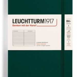 Notizbuch Paperbach (B6+) Hardcover 219 nummerierte Seiten, Forest Green,