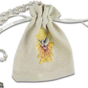 Rosenkranz in Stoffbeutel weiß 76/150 36cm Taube