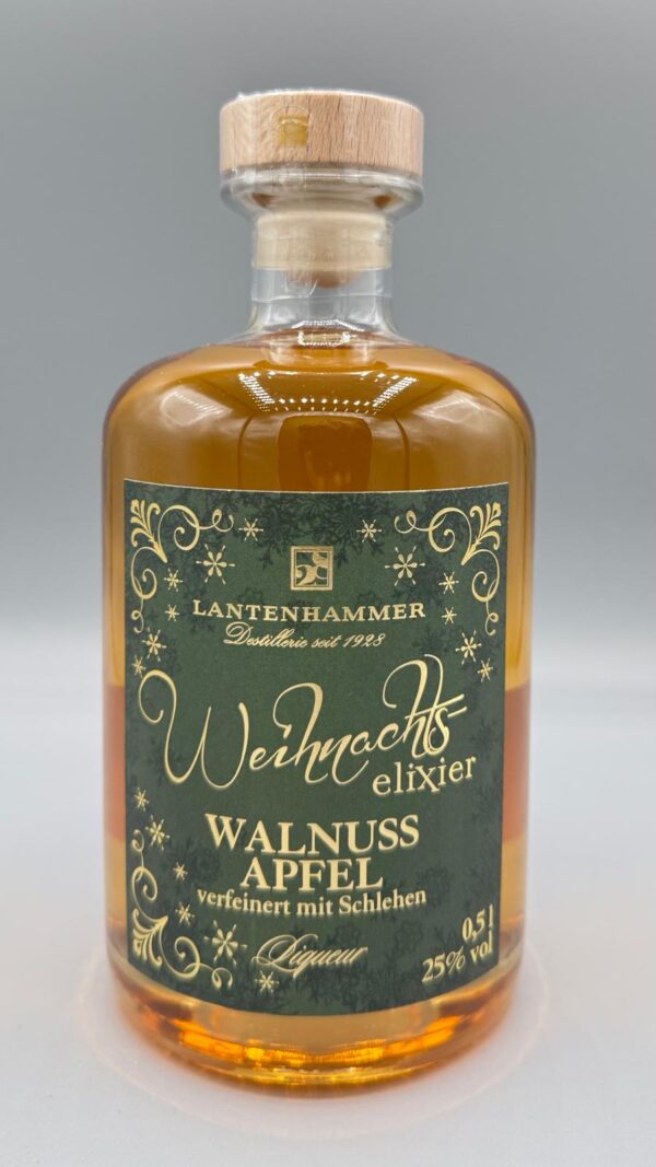 Weihnachtselixir 25% Vol Walnuss & Apfel verfeinert mit Schlehe